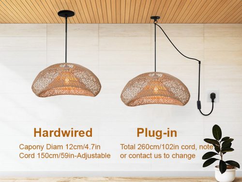 Diamond Rattan Pendant Light Cord Options