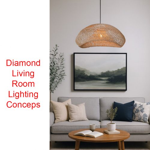 Diamond Rattan Pendant Light Fixture Living Room
