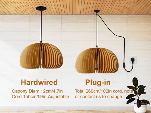 Vintage Slatted Wood Pendant Light Cord Options