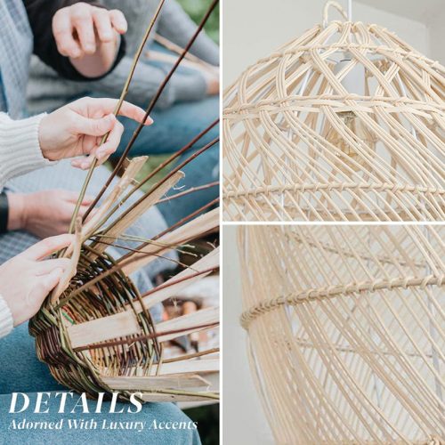 Wicker Rattan Cage Pendant Light Fixture Detail