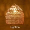 Wicker Rattan Cage Pendant Light Fixture Light On