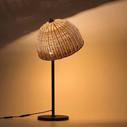 Wicker Rattan Mushroom Lamp Table Bedside