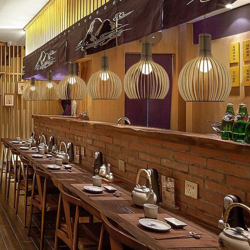 Wood Pendant Light Restaurant Coffee Shop