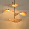 Flat Woven Rattan Pendant Light Wicker Lampshade