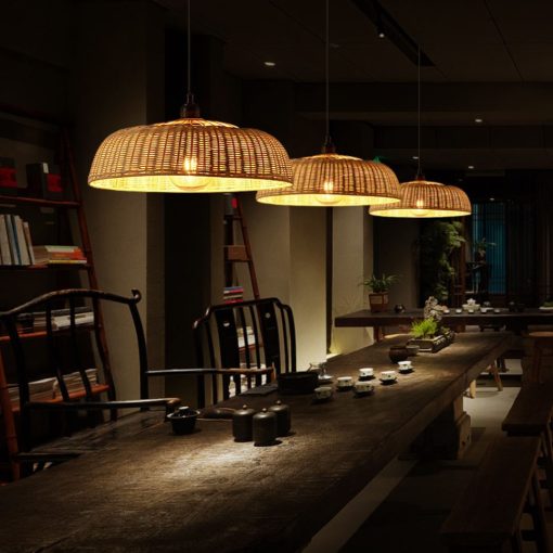 Bamboo Pendant Light, Rattan Pendant Light, Wicker Lampshade, over dining table lighting