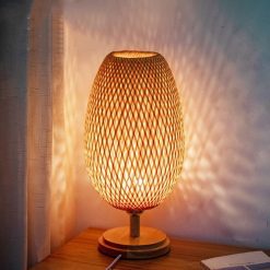 Bedroom Lighting, Bedside lamp, Rattan table lamp, table lighting lampshade