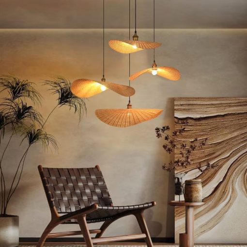 rattan pendant light bamboo lampshade kitchen hanging