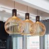 Black Dining Chandelier, Birdcage Pendant Light Wood Lamp Hanging Light