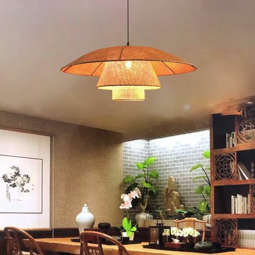 Chic Rattan Pendant Light Fixture Dining Room
