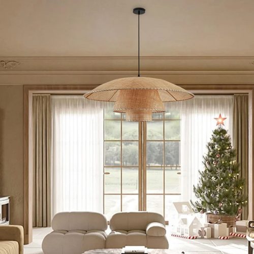 Chic Rattan Pendant Light Fixture Living Room