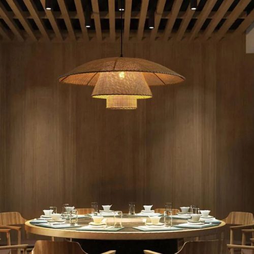 Chic Rattan Pendant Light Fixture For Restaurant