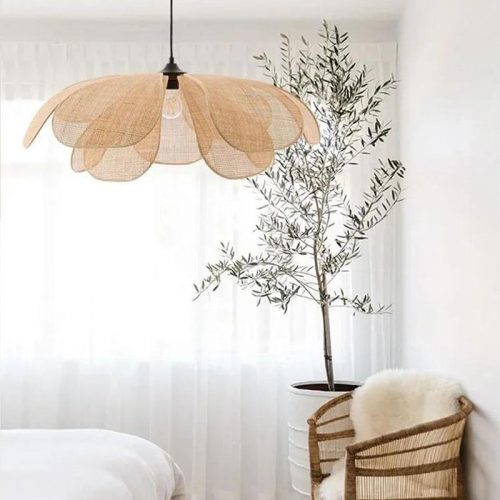Creative Flower Rattan Pendant Light Bedroom