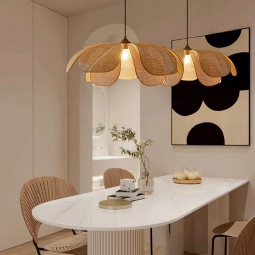 Creative Flower Rattan Pendant Light Dining Room