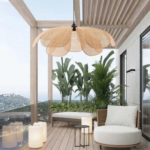 Creative Flower Rattan Pendant Light Outdoor