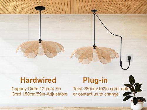 Creative Rattan Flower Pendant Light Cord Options