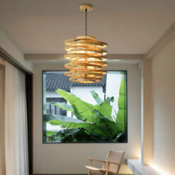 Tornado Pendant Light Fixtures Vintage Rattan Lampshade