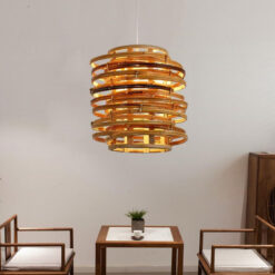 Tornado Pendant Light Fixtures Vintage Rattan Lampshade