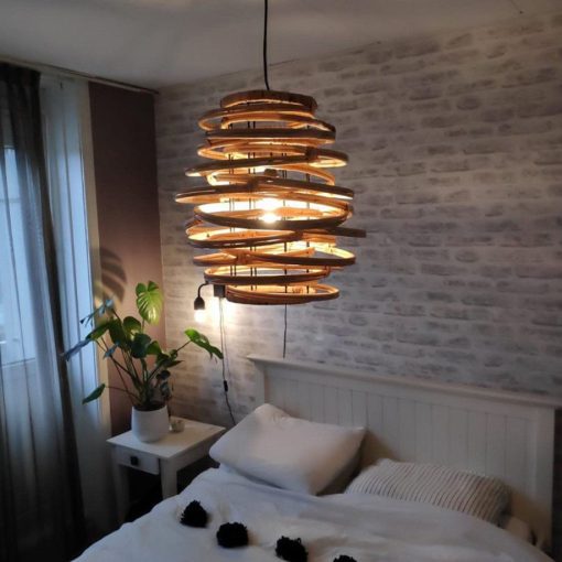Vintage Rattan Light Fixtures Spiral Rattan Pendant Lights Nordic Retro Bamboo Hanging Lamp