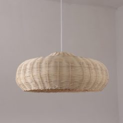 Woven Rattan Lampshade, Rattan Pendant Light Fixtures Rustic Lighting for Home Deco