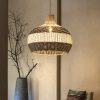 Black and White Rattan Pendant Light in Hallway