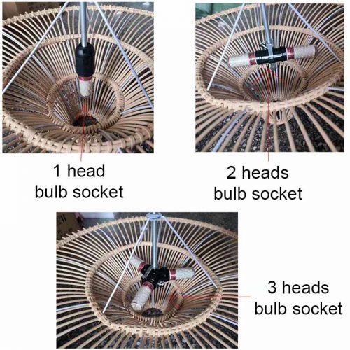Luminous Pendant Light Rattan Chandelier Socket Options