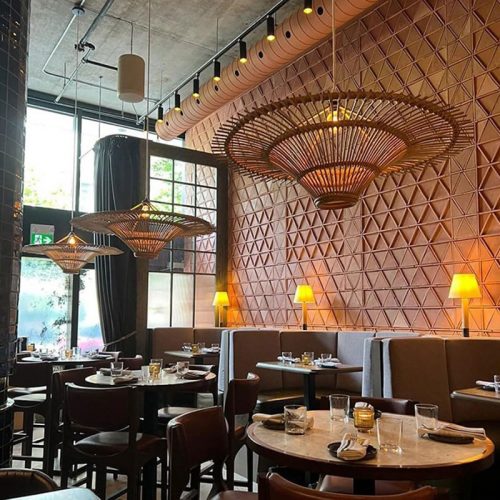 Luminous Rattan Chandelier Coffee Shop