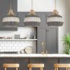 White Gray Rattan Pendant Light Fixtures Handmade Lampshade