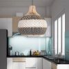 White Gray Rattan Pendant Light Fixtures Handmade Lampshade