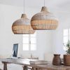 White Rattan Lamp Shade Pendant Light