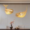 Modern Wooden Pendant Lights Cartoon Whales Light Fixture Living Dining Room Restaurant Lamp Shade