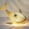 Modern Wooden Pendant Lights Cartoon Whales Light Fixture Living Dining Room Restaurant Lamp Shade