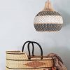 White Gray Rattan Pendant Light Fixtures, Rattan Lampshade, Handmade Kitchen Light