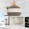 White Gray Rattan Pendant Light Fixtures Handmade Lampshade