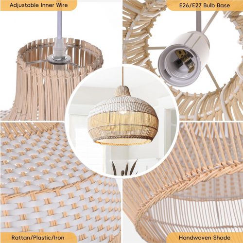 White Rattan Pendant Light Detail