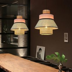 Handmade Bamboo Pendant Light Fixture, Rattan Lampshade Wicker Lantern