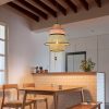 Handmade Bamboo Pendant Light Fixture, Rattan Lampshade Wicker Lantern