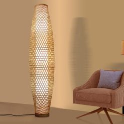 Southeast VN Bamboo Wicker Rattan Floor Lamps Vase Floor Light Fixture Standing Lamp