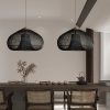 Black Rattan Wood Lampshade Wicker Pendant Light
