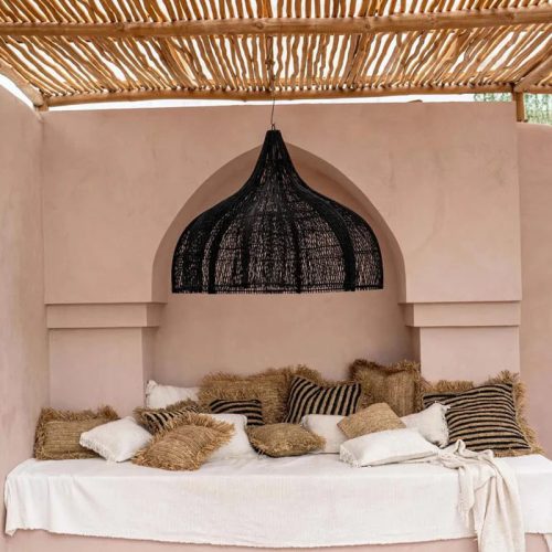 Bolide Black Rattan Pendant Light Outdoor Patio