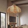 Bolide Rattan Pendant Light Woven Chandelier Lamp Over Table