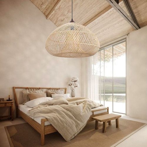 High Quality Rattan Pendant Light Fixture Vintage Bedroom