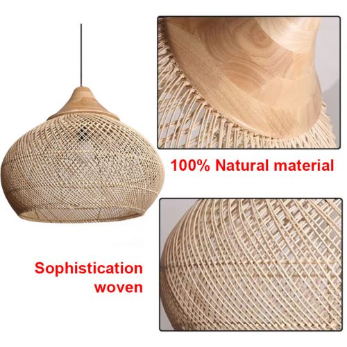 Natura Wood And Rattan Pendant Light Fixture