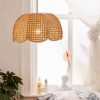 Scalloped Wicker Lampshade Bellflower Pendant Light