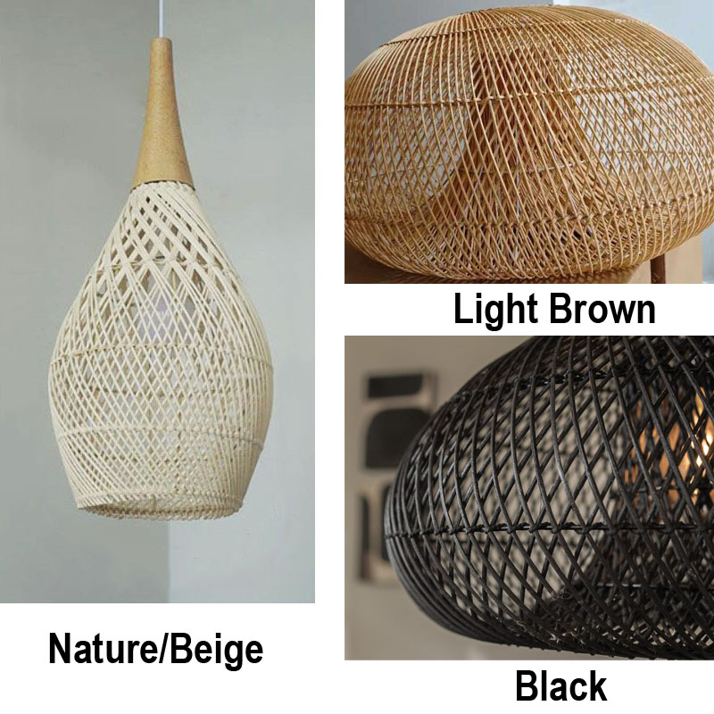 Vintage Rattan Pendant Light Fixtures Color Option