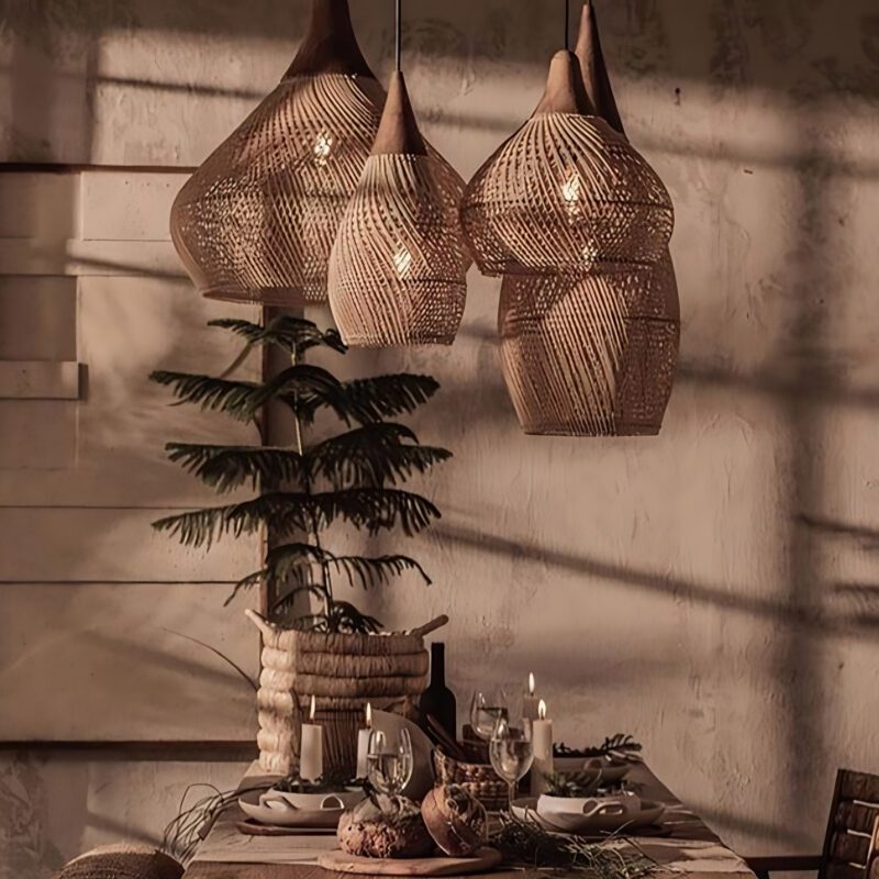 Wabi-Sabi Style Handwoven Rattan Pendant Lights