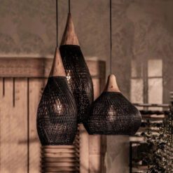 black rattan light pendant lampshade wicker lighting
