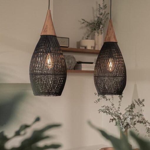 black rattan pendant light rattan lampshade wooden wicker light fixture.jpg