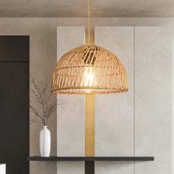Small Bamboo Light Shade, Bamboo Pendant Light, Wicker Lamp Hanging