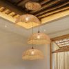 Woven Bamboo Lamp Shade, Bamboo Pendant Light, Wicker Bamboo Light Fixture