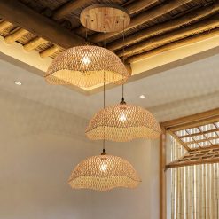 Woven Bamboo Lamp Shade, Bamboo Pendant Light, Wicker Bamboo Light Fixture